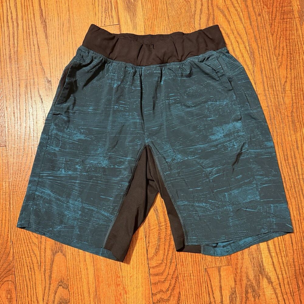 Lululemon T.H.E. Short 9" Linerless Shorts Blue/Green Print Men's Size Small